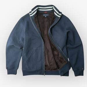 Vintage Tommy Hilfiger High Neck Zip-Up Plush Lined Sweatshirt Jacket L , Navy